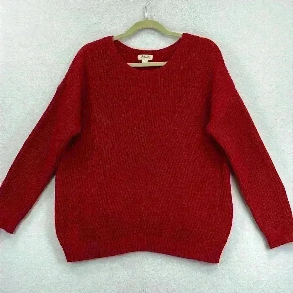 Style & Co Women’s Sweater Sz Large Red Chunky Cotton Blend Christmas Holiday